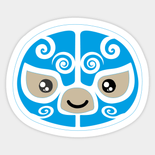 Cute mexican masked wrestler kawaii cartoon blue lucha libre merch Sticker